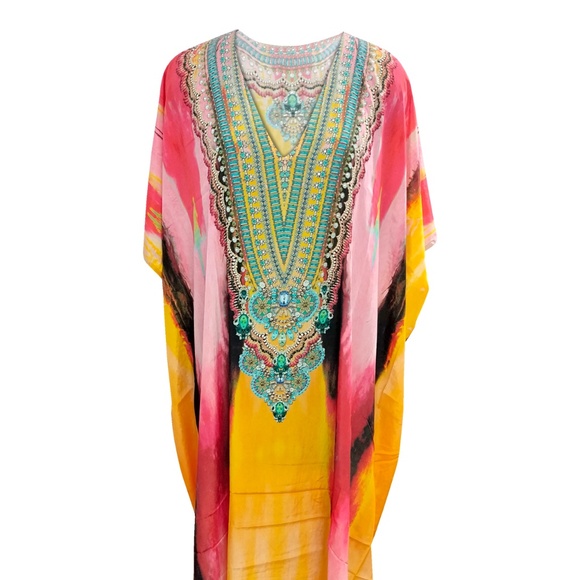 Yellow Kaftan dress for sale 80% OFF Kaftans - Picture 1 of 3